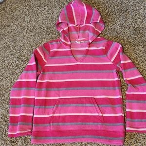 Pink stripped hooded fleece